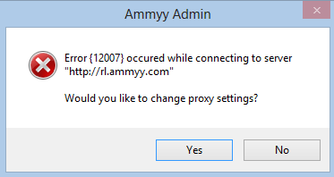 Ammy Admin Error 12007 Windows 8